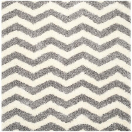 Safavieh Montreal Shag Power Loomed Square Rug; Ivory & Grey - 4 x 4 ft. SGM846B-4SQ